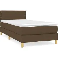 vidaXL Lit boxspring avec matelas brun foncé 100x200 cm Tissu