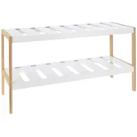 Storage solutions Schoenenrek - Schoenenkast - 2 planken - Wit/bruin - lengte 70 cm x breedte 26 cm x hoogte 36 cm