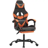 vidaXL Chaise de jeu avec repose-pieds Pivotante Noir & Orange Similicuir