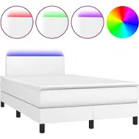 vidaXL Lit Boxspring avec matelas & LED Blanc 120x200 cm Similicuir