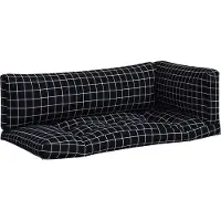 vidaXL Coussins de palette lot de 3 motif à carreaux noir tissu Oxford
