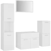 vidaXL Ensemble de meubles de salle de bain blanc en bois composite