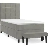 vidaXL Lit boxspring avec matelas gris clair 90x190 cm velours