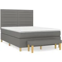 vidaXL Lit boxspring avec matelas gris foncé 140x200 cm Tissu