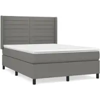 vidaXL Lit boxspring avec matelas gris foncé 140x200 cm Tissu