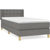 vidaXL Lit boxspring avec matelas gris foncé 80x200 cm Tissu