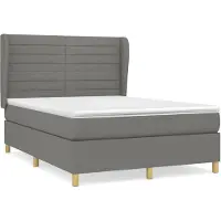 vidaXL Lit boxspring avec matelas gris foncé 140x190 cm Tissu