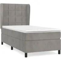 vidaXL Lit boxspring avec matelas gris clair 90x200 cm velours