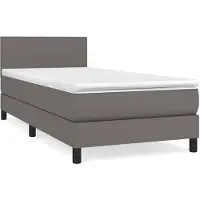 vidaXL Lit boxspring avec matelas Gris 90x200 cm similicuir