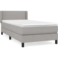 vidaXL Lit boxspring avec matelas gris clair 100x200 cm Tissu