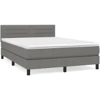vidaXL Lit boxspring avec matelas gris foncé 140x190 cm Tissu