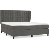 vidaXL Lit boxspring avec matelas gris foncé 180x200 cm velours