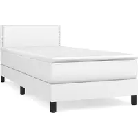 vidaXL Lit boxspring avec matelas blanc 100x200 cm similicuir