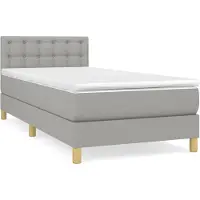 vidaXL Lit boxspring avec matelas gris clair 90x200 cm Tissu