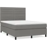 vidaXL Lit boxspring avec matelas gris foncé 140x190 cm Tissu