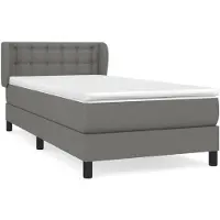 vidaXL Lit boxspring avec matelas gris foncé 90x190 cm Tissu
