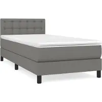 vidaXL Lit boxspring avec matelas gris foncé 90x190 cm Tissu
