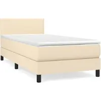vidaXL Lit boxspring avec matelas Crème 80x200 cm Tissu