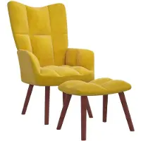 vidaXL Fauteuil relax avec pouf jaune moutarde velours