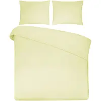 DoubleDry Housse de couette 100% coton naturel - Twin Jumeaux 240x200/220 cm + 2 Taies d'oreiller - Respirante & Douce - Light Yellow