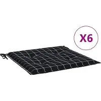 vidaXL Coussins De Chaise De Jardin Lot De 6 Motif À Carreaux Noir