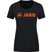 Jako T-shirt Promo pour femmes, Couleur:noir chiné/orange néon, Taille:36