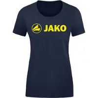 Jako T-shirt Promo pour femmes, Couleur:marine chiné/jaune néon, Taille:44