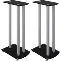 vidaXL Supports de haut-parleurs 2 pcs noir/argenté 3 piliers