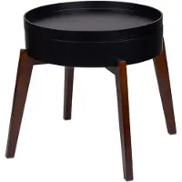 Gusta - Table d'appoint - Plateau - Rangement - Noir Marron - Bois - 45 x 40 cm