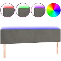 vidaXL Tête de lit LED gris foncé 200x5x78/88 cm velours