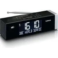 Lenco CR-640BK - Radio-réveil FM stéréo avec horloge radiocommandée et entrée AUX - Blanc