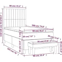 vidaXL Lit boxspring avec matelas noir 90x190 cm Tissu
