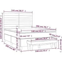 vidaXL Lit boxspring avec matelas noir 140x200 cm Tissu