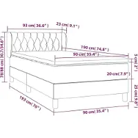 vidaXL Lit boxspring avec matelas gris clair 90x190 cm Tissu