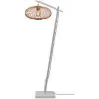 Good&Mojo - Lampadaire Cango - Bambou blanc/naturel - 62x40x150cm pour salon, chambre à coucher