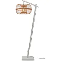 Good&Mojo - Lampadaire Hokkaido - Bambou blanc/naturel - 55x38x150cm pour salon, chambre à coucher