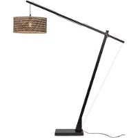 Good&Mojo - Lampadaire Java - Bambou noir/naturel - 175x50x207cm pour salon, chambre à coucher