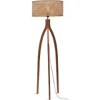 Good&Mojo - Lampadaire Java - Bambou - 50x50x145cm pour salon, chambre à coucher