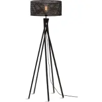 Good - Lampadaire Java - Bambou Noir - Ø50x146cm pour salon, chambre à coucher
