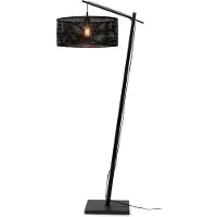 Good&Mojo - Lampadaire Java - Bambou Noir - 75x50x176cm pour salon, chambre à coucher