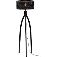 Good&Mojo - Lampadaire Java - Bambou Noir - 50x50x145cm pour salon, chambre à coucher