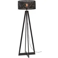 Good&Mojo - Lampadaire Java - Bambou Noir - 50x50x145cm pour salon, chambre à coucher