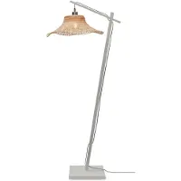 Good&Mojo - Lampadaire Ibiza - Bambou blanc/naturel - 77x50x150cm pour salon, chambre à coucher