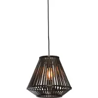Good&Mojo - Lampe à suspendre Merapi - Bambou Noir - 30x30x30cm Lampe à suspendre - Lampe de table à manger - Lampe de salon - Lampe de chambre à coucher - Salon