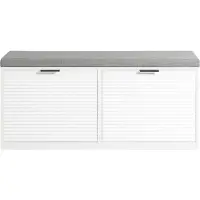 SoBuy Banc de rangement pour chaussures - Blanc - 2 rabats et coussin inclus