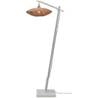 Good&Mojo - Lampadaire Tanami - Bambou blanc/rotin - 63x40x150cm pour salon, chambre à coucher