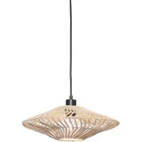 Good&Mojo - Lampe à suspendre Zanzibar - Rotin Blanc - Ø40x12cm Lampe à suspendre - Lampe de table à manger - Lampe de salon - Lampe de chambre à coucher - Salon