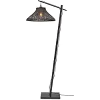 Good&Mojo - Lampadaire Tahiti - Bambou Noir - 65x45x150cm pour salon, chambre à coucher