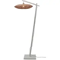 Good&Mojo - Lampadaire Tanami - Bambou blanc/rotin - 78x55x176cm pour salon, chambre à coucher