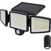 Auronic Lampe solaire d'extérieur avec détecteur de mouvement - Applique murale avec détecteur - Solaire - 210 LED - IP65 - Noir